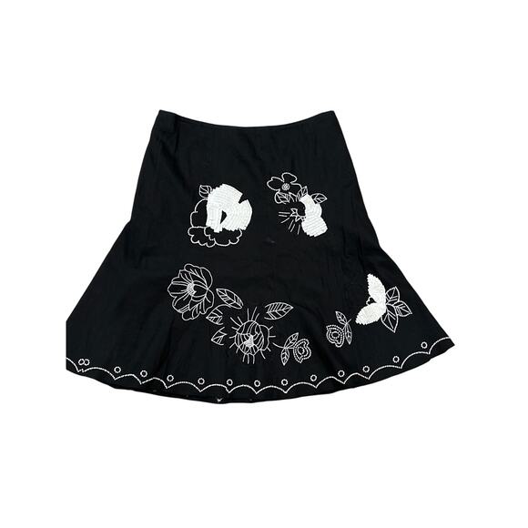 Etcetera Linen Skirt Black White Embroidery Beaded Ribbon 10 Whimsigoth Fairy - Picture 1 of 13